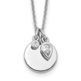 Sterling Silver Rhodium Plated w/1.75in ext. CZ Necklace