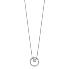 Sterling Silver RH-plated CZ Circle w/1in. Ext. Necklace