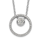 Sterling Silver RH-plated CZ Circle w/1in. Ext. Necklace