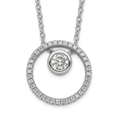 Sterling Silver RH-plated CZ Circle w/1in. Ext. Necklace