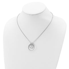 Sterling Silver Rhodium-plated CZ Loop Circles w/2 in. Ext. Necklace