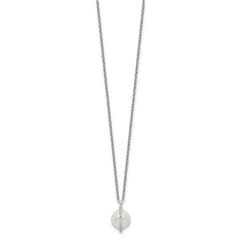 Sterling Silver CZ and Glass Pearl w/1.25in ext. Necklace