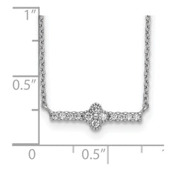Sterling Silver Rhodium Plated CZ Fancy Bar Necklace