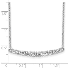 Sterling Silver Rhodium-plated CZ Bar w/ 2in ext. Necklace - 2