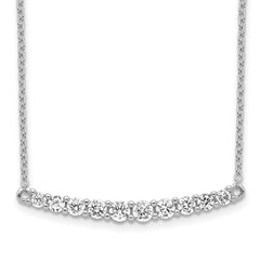 Sterling Silver Rhodium-plated CZ Bar w/ 2in ext. Necklace - 2