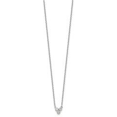 Sterling Silver Rhodium-plated 3-CZ w/ 2in ext Necklace