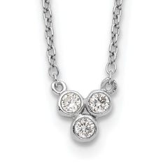 Sterling Silver Rhodium-plated 3-CZ w/ 2in ext Necklace