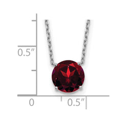 Sterling Silver Rhodium Plated Dark Red Swarovski Crystal 16.5 inch Necklace with 2 inch extension