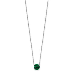 Sterling Silver Rhodium Plated Green Swarovski Crystal 16.5 inch Necklace with 2 inch extension - 2