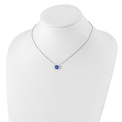 Sterling Silver Rhodium Plated Blue Swarovski Crystal 16.5 inch Necklace with 2 inch extension - 2