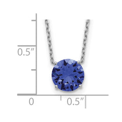 Sterling Silver Rhodium Plated Blue Swarovski Crystal 16.5 inch Necklace with 2 inch extension - 2