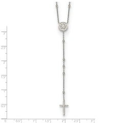 Sterling Silver Rhodium-plated Beaded Angel Rosary Necklace