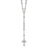 Sterling Silver Rhodium-plated Beaded Rosary Necklace
