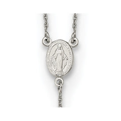 Sterling Silver Rhodium-plated Beaded Rosary 27 inch Necklace