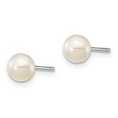 Sterling Silver Madi K Rhodium-plated 5-6mm White Semi-Round Freshwater Cultured Pearl 12 inch Necklace, 4 inch Bracelet & Post Earrings Set