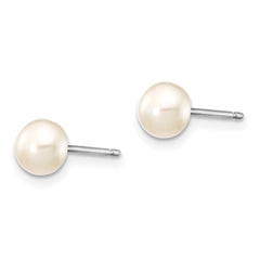 Sterling Silver Madi K Rhodium-plated 5-6mm White Semi-Round Freshwater Cultured Pearl 12 inch Necklace, 4 inch Bracelet & Button Post Earrings Set