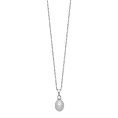 Sterling Silver Rhodium-plated 6-7mm Grey Teardrop Freshwater Cultured Pearl 17 inch Necklace and Button Earrings Set