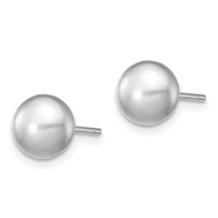Sterling Silver Rhodium-plated 6-7mm Grey Teardrop Freshwater Cultured Pearl 17 inch Necklace and Button Earrings Set