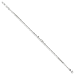 Sterling Silver 2-strand Arrow 9 inch Plus 1 inch Extender - Total 10 inch Anklet