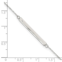 Sterling Silver Crystal Bar 9 inch Plus 1 inch Extender - Total 10 inch Anklet