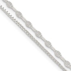 Sterling Silver 2-Strand 9 inch Plus 1 inch Extender - Total 10 inch Anklet
