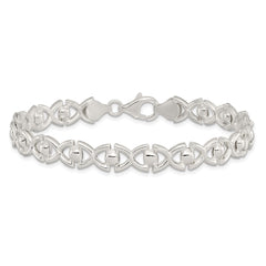Sterling Silver Polished Fancy Link Bracelet - 17