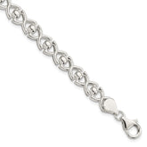Sterling Silver Polished Fancy Link Bracelet - 17