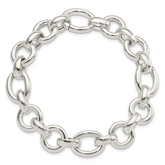 Sterling Silver Polished Fancy Link Bracelet - 12