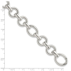 Sterling Silver Polished Fancy Link Bracelet - 12
