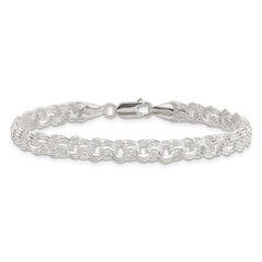 Sterling Silver Polished 6mm Triple Rolo Charm Bracelet