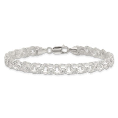 Sterling Silver Polished 7.25mm Triple Rolo Charm Bracelet