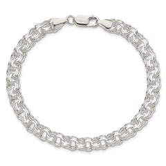 Sterling Silver Polished 7.25mm Triple Rolo Charm Bracelet