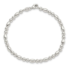 Sterling Silver Round and Oval Beaded Bracelet