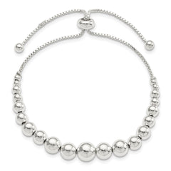 Sterling Silver Polished Beaded Adjustable Bracelet - 2