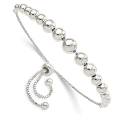 Sterling Silver Polished Beaded Adjustable Bracelet - 2