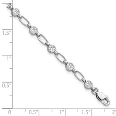 Sterling Silver Rhodium-plated Polished CZ Bracelet