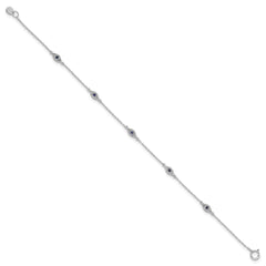 Sterling Silver Rhodium-plated Polished Blue & White CZ Eyes Bracelet