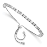 Sterling Silver Polished Rhodium-plated CZ Adjustable Bracelet - 4