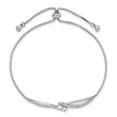 Sterling Silver Polished Rhodium-plated CZ Adjustable Bracelet - 2