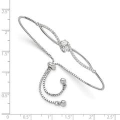 Sterling Silver Polished Rhodium-plated CZ Adjustable Bracelet - 2