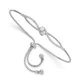 Sterling Silver Polished Rhodium-plated CZ Adjustable Bracelet - 2