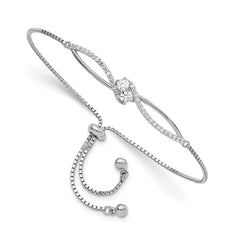 Sterling Silver Polished Rhodium-plated CZ Adjustable Bracelet - 2