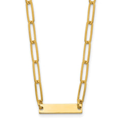 Sterling Silver Gold-plated Polished Bar Necklace w/ 2in ext. Necklace