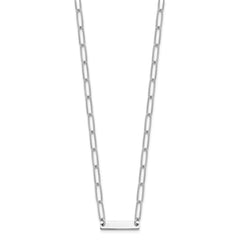 Sterling Silver Rhodium-plated Polished Bar w/ 2in ext. Necklace