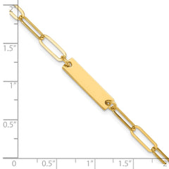 Sterling Silver Gold-plated Polished ID w/ 1.25in ext. Bracelet