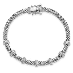 Sterling Silver Rhodium-plated Polished CZ Bracelet - 2