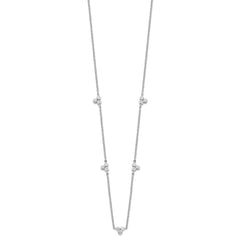 Sterling Silver Rhodium-plated Polished CZ 5 Stations Necklace