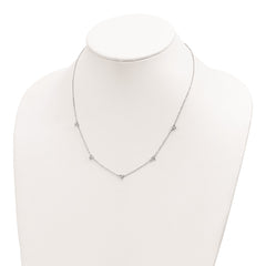 Sterling Silver Rhodium-plated Polished CZ 5 Stations Necklace