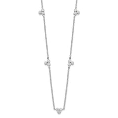 Sterling Silver Rhodium-plated Polished CZ 5 Stations Necklace