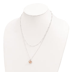 Sterling Silver & Rose-tone Beaded Heart Adjustable Necklace